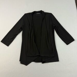 Travel‎ Elements Cardigan Women's Medium Three Quarter Sleeve Open Front Black
